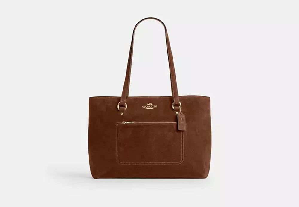 NWT B11-001 Coach Station Suede Tote Bag Warm Brown CEW20